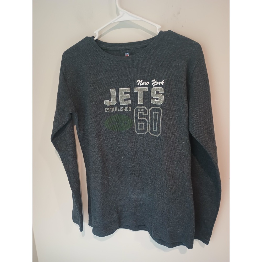 NFL Pro Line New York Jets Womens Thermal Shirt L Long Sleeve Glitter Waffle...